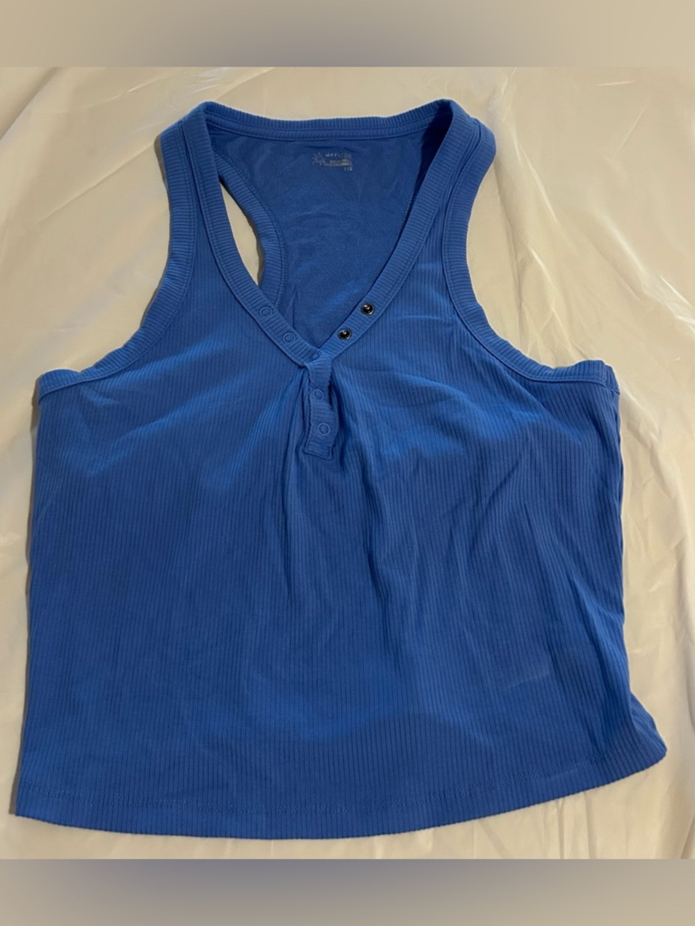 aerie Royal Blue Ribbed Henley Tank
